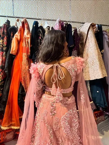 These pink and lavender lehengas are perfect for the wedding guest who loves to dance. They are light, twirly, and come in beautiful pastel shades.