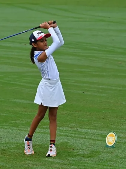 A full swing from Suhani Chandra, showcasing the technique that earned her a second-place finish.