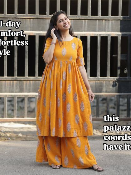 All day comfort, effortless style. This yellow printed palazzo co-ord set has it all, combining a beautiful print with a relaxed silhouette.