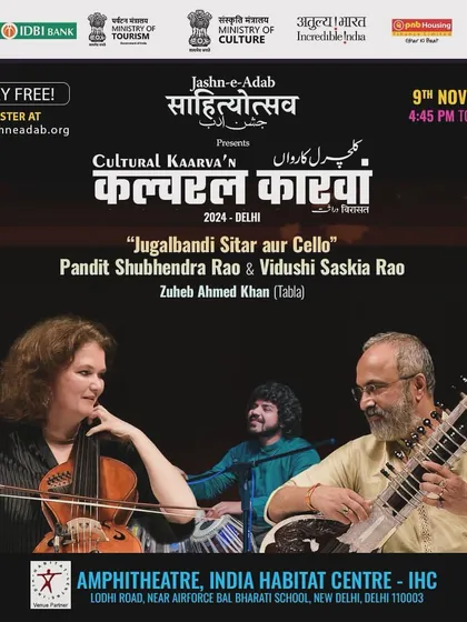 A poster for our Jugalbandi performance at the India Habitat Centre. These events are a wonderful way to connect with local music lovers in a beautiful setting.