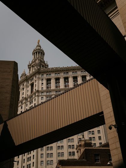 Framing the Manhattan Municipal Building with modern walkways. I enjoy finding these juxtapositions of different architectural styles in the city.