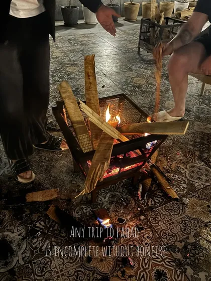A mountain trip is incomplete without a bonfire. This shot captures the cozy and rustic vibe of a night in the hills.