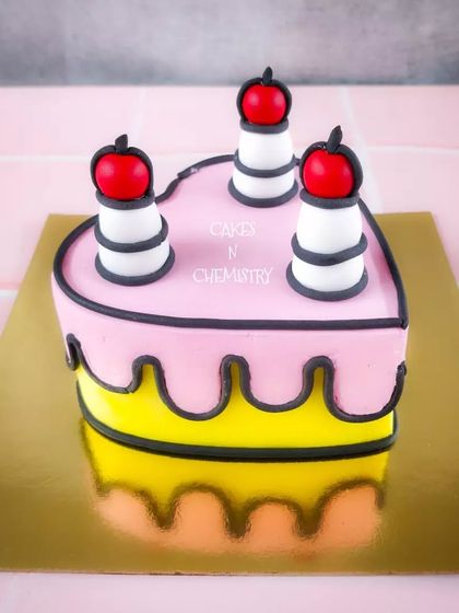 A fun take on the trending comic or cartoon cake style. This heart-shaped design uses bold black lines to create a 2D cartoon effect on a 3D cake, perfect for a playful celebration.