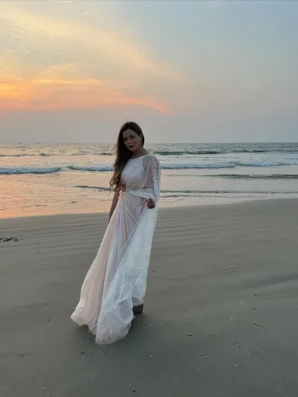 There's something magical about a beach wedding at sunset. I love bringing a Bollywood vibe to destination weddings, creating those picture-perfect moments like this one in Goa.