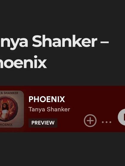 A simple graphic showing my song "Phoenix" on a streaming platform, as part of the celebration for hitting 100k views.