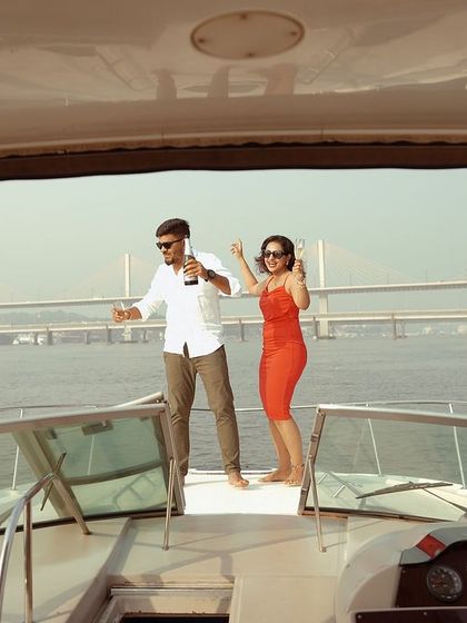 The couple dancing and enjoying themselves on the yacht. My goal is to create a relaxed environment where you can have fun and let your personalities shine.