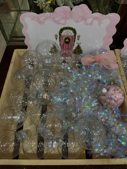 A "bauble making" station at the Christmas party, where guests could create their own personalized ornaments to take home.
