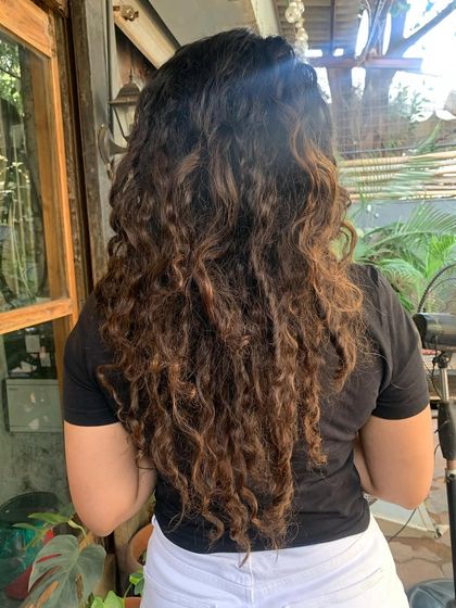 The before shot of a curly hair transformation. You can see the potential for beautiful definition. (No filter)