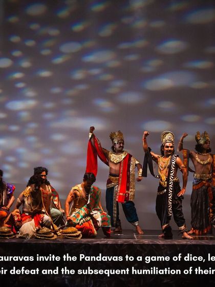 The infamous game of dice is a turning point in the Mahabharata, leading to the humiliation of the Pandavas and Draupadi. Our choreography captures the rising tension and arrogance of the Kauravas, setting the stage for the epic conflict to follow.