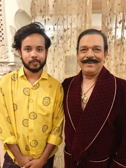 With the versatile Govind Namdev ji. After creating his powerful 'don' look, it's always great to share a relaxed moment off-camera.