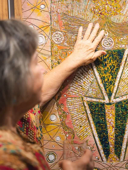 My gallery is a space for cross-cultural dialogue, as seen in the 'Call to the Mystic' exhibition with Mexican-American artist Eva Malhotra. Her unique, tactile works invite you to not just see, but feel the art, bridging worlds through texture and spirit.