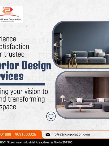 Two examples of our interior design services, highlighting a living room with a bold blue accent wall and another with a more neutral, textured palette. This demonstrates our versatility in creating spaces that match our clients' unique visions.