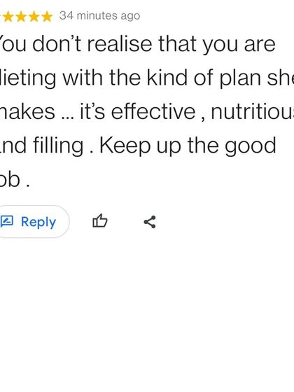 "You don't realise that you are dieting" is one of the best compliments I can receive. My plans are designed to be nutritious, filling, and effective, making healthy eating feel natural.