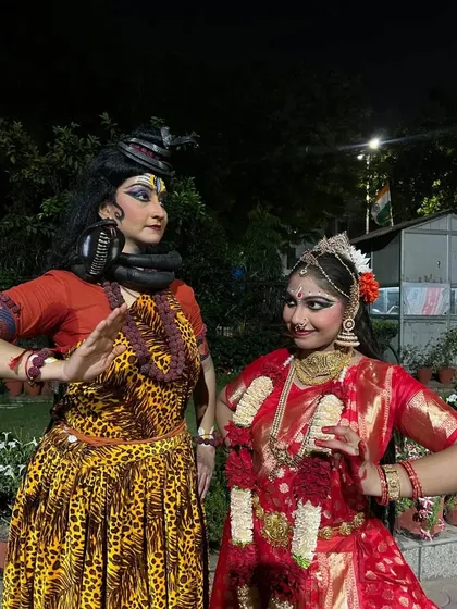 Lord Shiva and Devi Parvati, or 'Shivashakti.' This image captures a moment of divine interaction between two of my students portraying the celestial couple.
