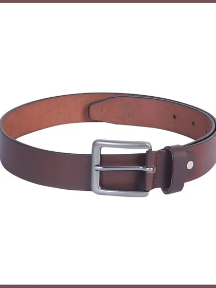A simple, clean shot of a men's brown leather belt, ready for any e-commerce platform.