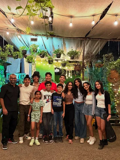 A group of friends and performers enjoying the vibe at My Baagaan. Our events are the perfect excuse for a fun night out with your favorite people.