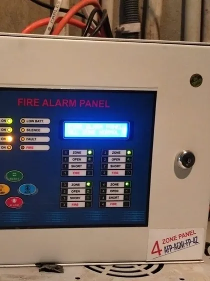 This is the central fire alarm panel, the brain of the entire system. We install multi-zone panels like this one, which allow us to monitor different areas of your building independently for faster and more accurate fire detection.