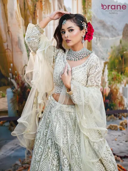 A full-length pose that exudes confidence and glamour, showcasing a complete party-ready look.
