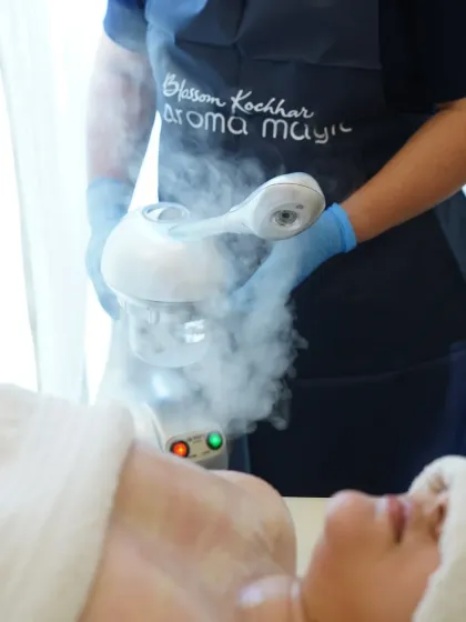 Facial steaming is a crucial step to open up pores before cleansing and extractions. I use a professional steamer that delivers a gentle, consistent mist for optimal results.