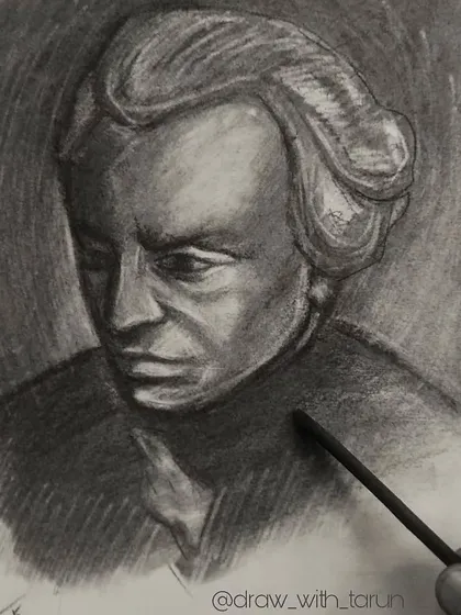 A study of Immanuel Kant using willow charcoal. This was a practice piece to explore a different medium and a more expressive, less-rendered style compared to my graphite work.