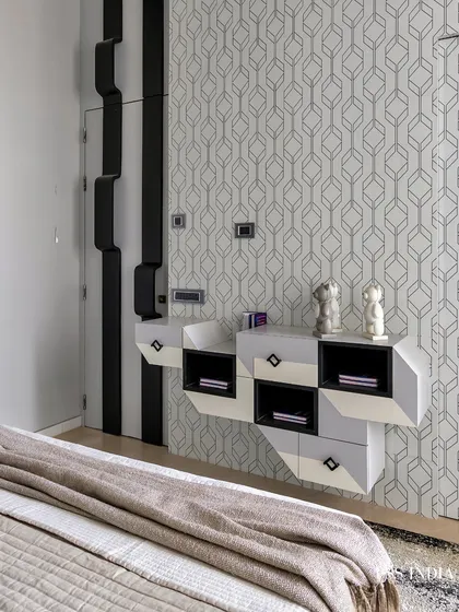 Who said storage can’t be a statement? This geometric, monochrome console was designed to be both a functional storage unit and a piece of sculptural art, proving that utility can be beautiful.
