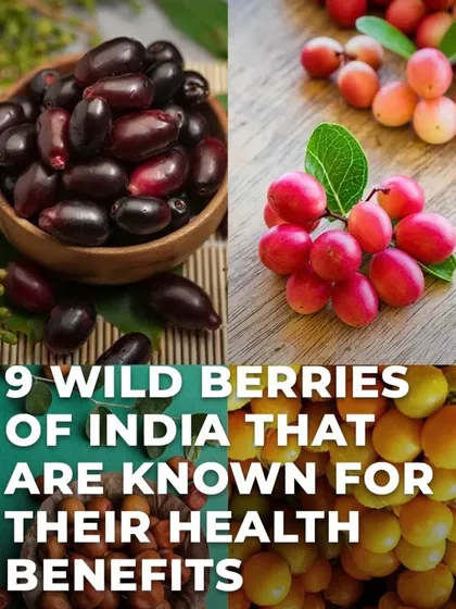 India is blessed with so many wonderful wild berries that are packed with health benefits. I always encourage families to eat local and seasonal fruits. This collage shows some of my favorites, like Jamun and Karonda, which are full of antioxidants and vitamins.