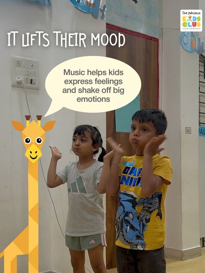 Music has the power to lift a child's mood. We use songs and movement to help kids express their feelings and shake off big emotions in a healthy, constructive way, just like these two boys are doing with their hand actions.