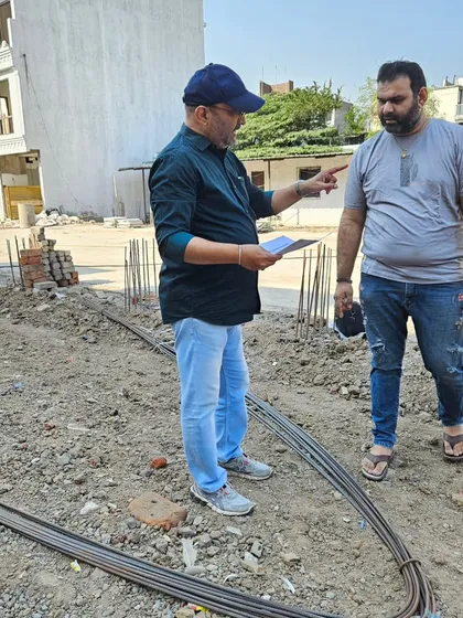 Guiding a client on the placement of foundational elements at a new building site. Correcting Vastu at this stage is the most effective and affordable approach.