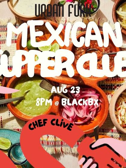 The poster for a vibrant Mexican Supper Club, a collaboration that explored the rich flavors of Mexico.