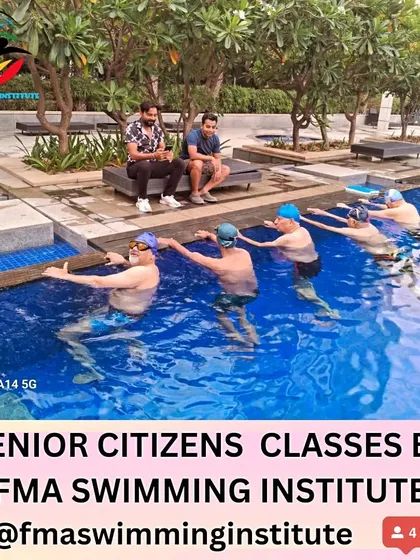 Our coaches work closely with senior swimmers to teach a full range of skills. This group is learning everything from water aerobics to the four major swim strokes: freestyle, breaststroke, backstroke, and butterfly.