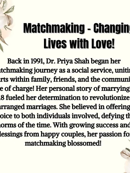 This is my journey of love, compassion, and impact. It started as a social service in 1991, fueled by a vision to make marriages better. I am also proud to have contributed to social change by helping to halt over 500 child marriages.