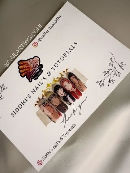 Another view of the custom anime press-on nails, showing the professional packaging I use for all my orders. It's a perfect gift for any anime fan.