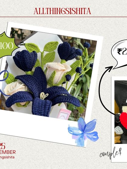 For the couple with a darker aesthetic. This custom order featured a moody, dark blue flower bouquet paired with a matching Batman keychain.