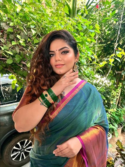 Feeling the festive vibes in this beautiful saree. Makeup is my way of expressing creativity, even on myself.