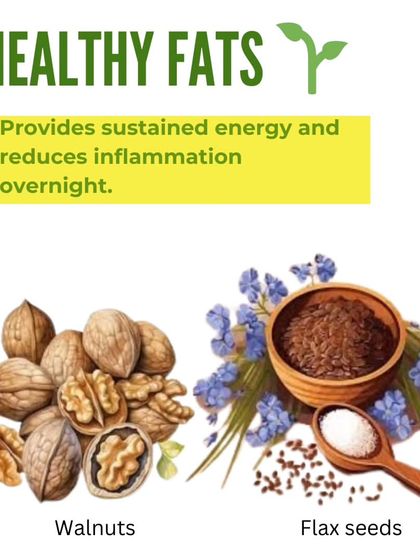 Healthy fats from walnuts and flax seeds provide sustained energy and help reduce inflammation while you sleep.
