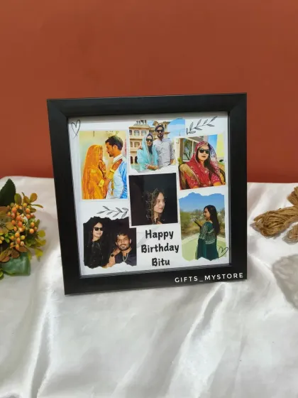 I also created a matching photo collage frame to go with the birthday hamper. It's a great way to display all their favorite moments together.