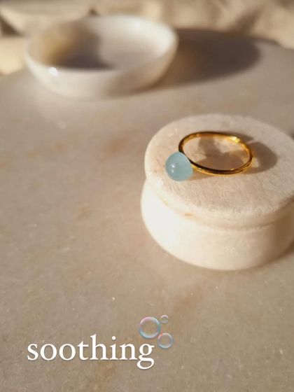 The 'bhūmi' Aquamarine Mood Ring, a simple and beautiful piece for soothing the soul.