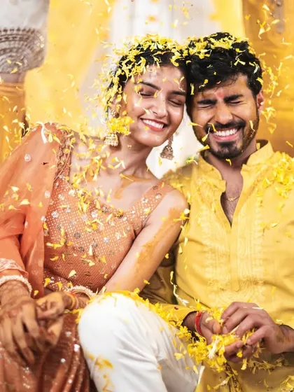 The pure, unadulterated joy of a haldi ceremony. It's not about staying clean; it's about the laughter, the teasing, and the memories made when everyone lets loose.