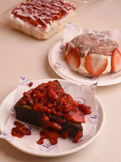 When strawberry season hits, we go all out. Here’s a little preview of our seasonal menu featuring a strawberry gooey brownie, a fresh strawberry Berliner, and our famous Tres Leches with a strawberry twist.