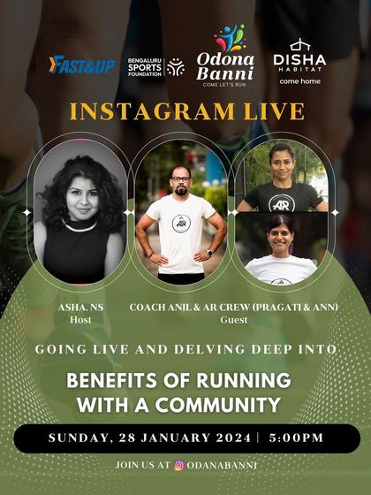 A poster for an Instagram Live session I did on the benefits of running with a community. I love sharing my knowledge and experience to help other runners on their journey.
