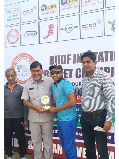 One of our HCA boys, Avneesh Sudha, receiving an award at the RUDF Invitational Cricket Championship. We encourage our players to participate in diverse tournaments.