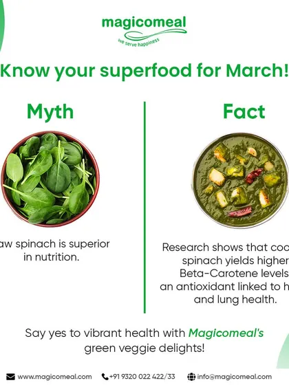 Know your superfoods. This graphic debunks the myth about raw spinach, explaining that cooked spinach yields higher levels of beneficial antioxidants. I incorporate such nutritional facts into my green veggie delights.