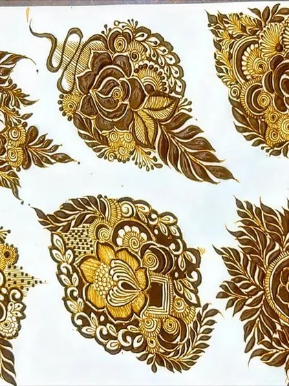 A collection of different floral 'bunches' or motifs that I've practiced. These can be used as standalone designs or incorporated into larger pieces.