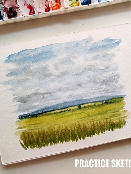 Practice sketch 01. This was my first quick study to get a feel for the scene, the colors, and the composition.