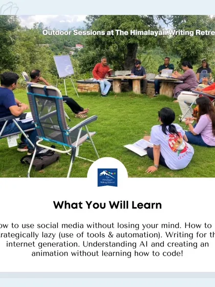 An outdoor session in progress. I believe in learning through doing, and our workshops include practical exercises in a refreshing, natural setting.