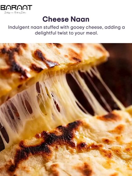 An indulgent choice, our Cheese Naan is stuffed with gooey, melted cheese, adding a delightful and savoury twist to your meal.