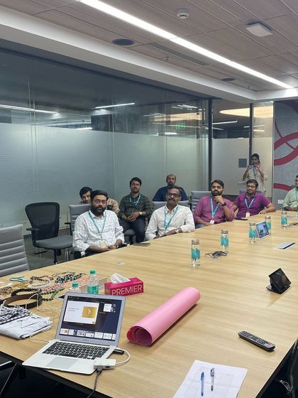 This photo captures the beginning of a workshop with a global software company in South India. I am sharing a personal anecdote about the company's admirable safety policy for female vendors, highlighting the importance of a positive corporate culture.