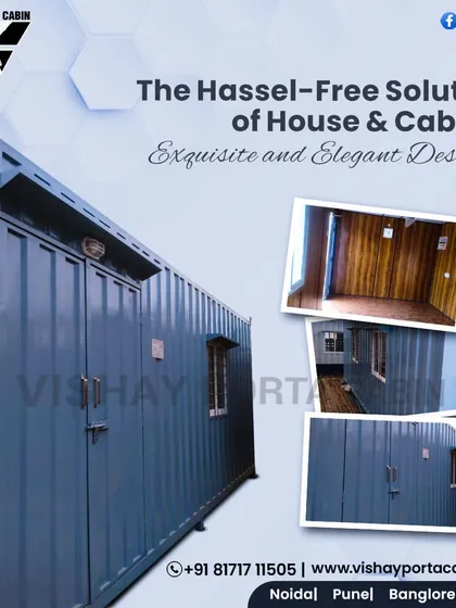 We offer a hassle-free solution for houses and cabins with exquisite and elegant designs. This image shows a sturdy container cabin, a practical choice for storage, a workshop, or a simple office.