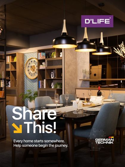 Every home starts somewhere. Share this image of a beautifully set dining room to help someone begin their journey toward their perfect space.