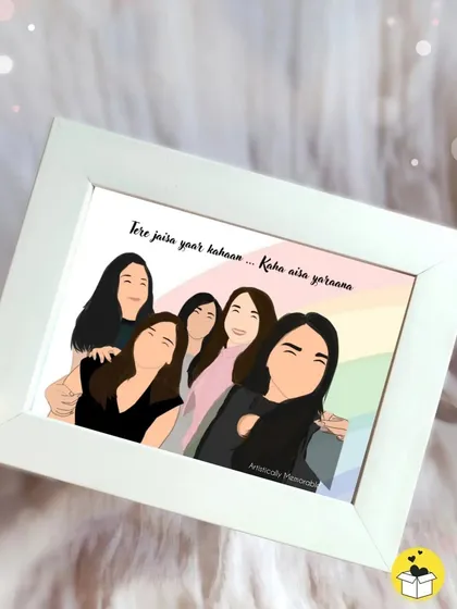 Celebrate your squad with a custom group illustration. This frame captures the fun and bond of friendship, making it an unforgettable gift for your besties on birthdays or Friendship Day.